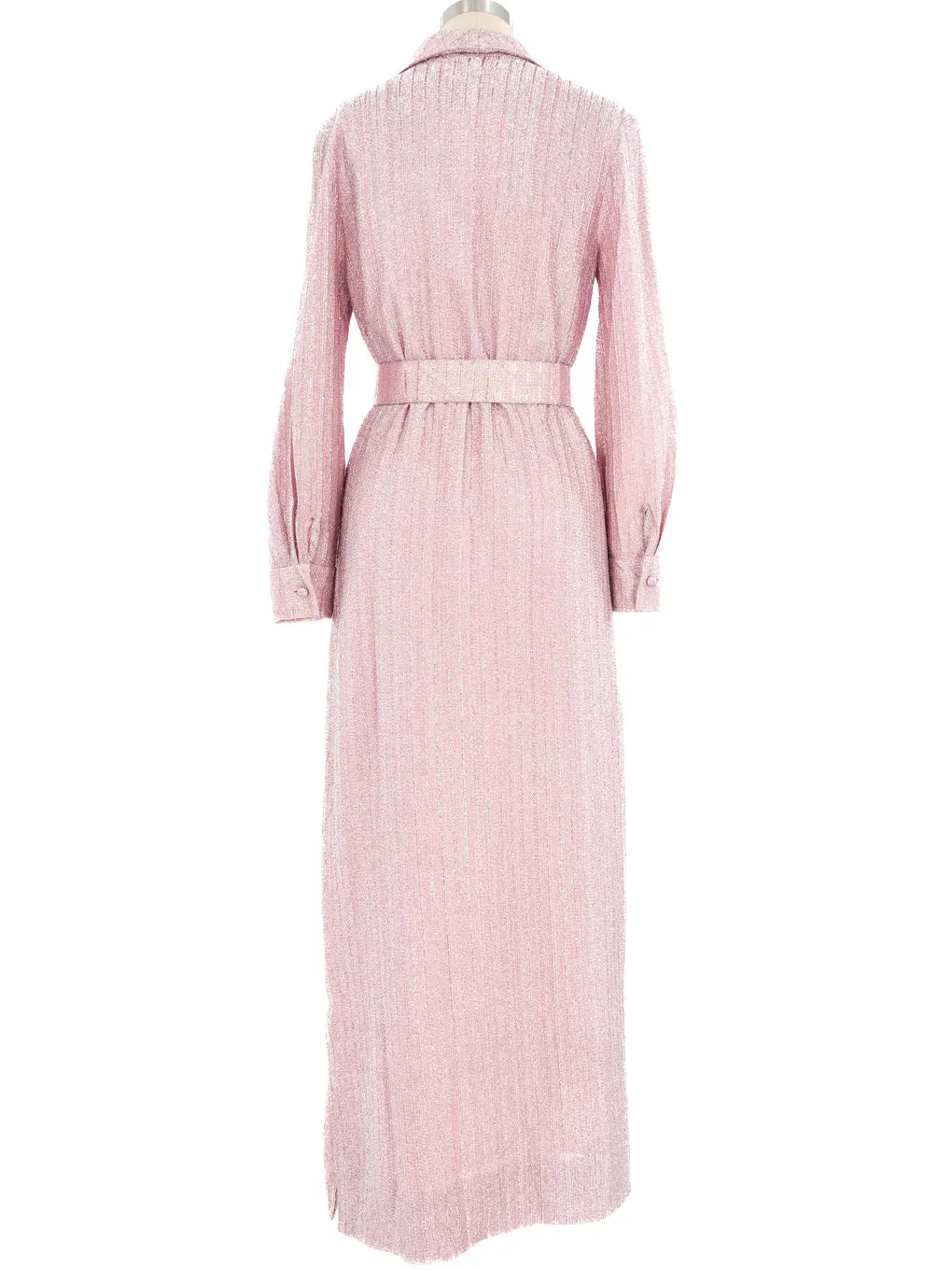 1970's Pink Metallic Shirt Dress