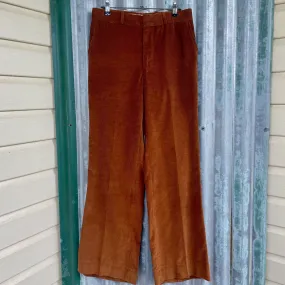 1970's Vintage Trousers Men's Corduroy Brown Rust Sz 30  - OOAK