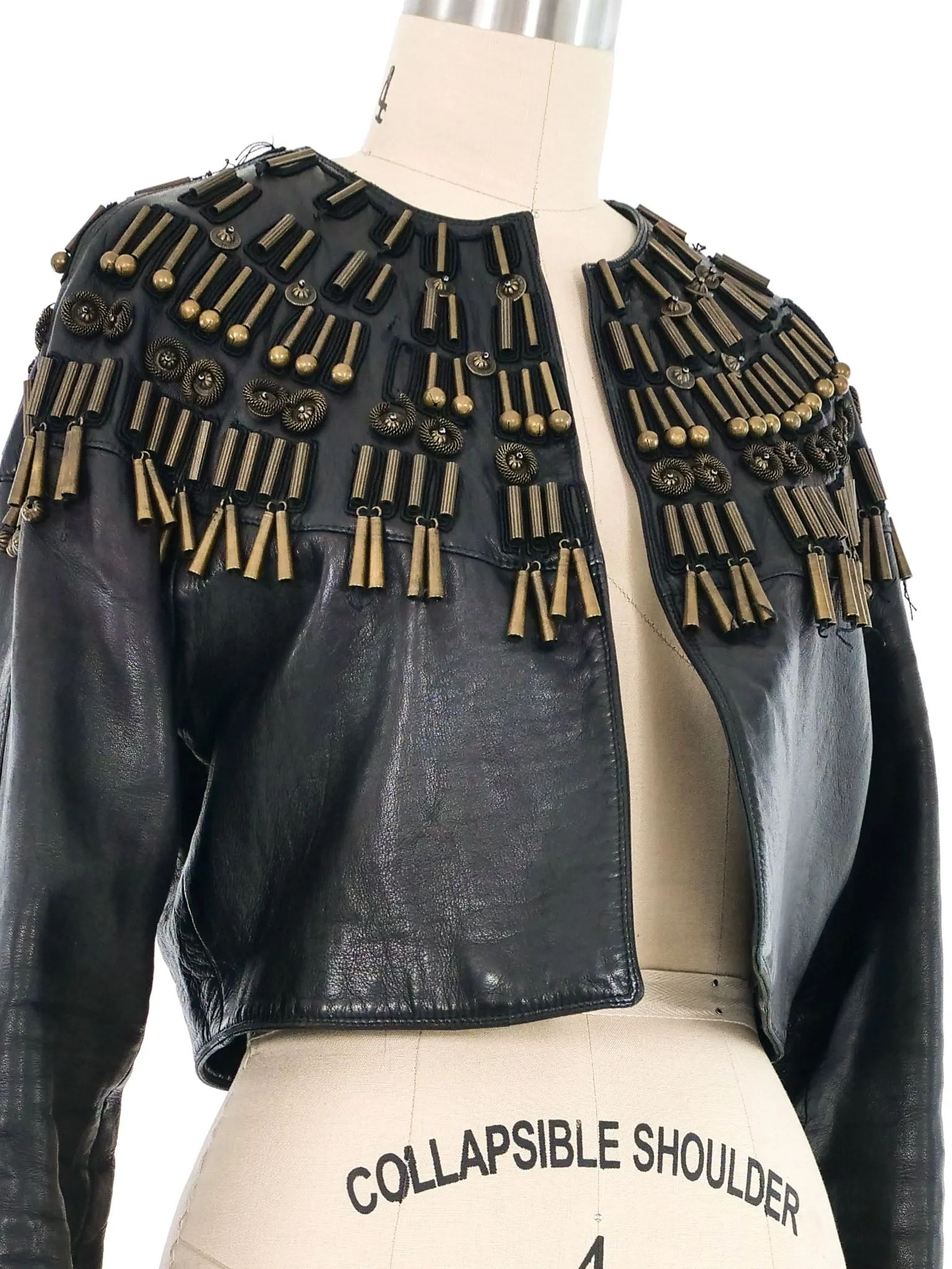 1990 Gianni Versace Cropped Embellished Leather Jacket