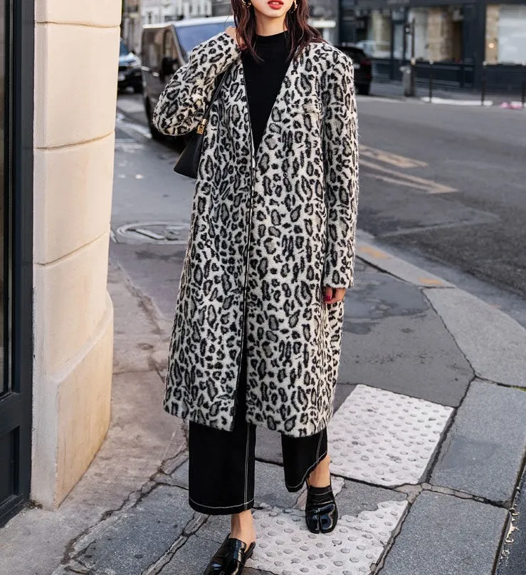 8GIRLS DESIGN WOOL MIX OVERCOAT IN LEOPARD