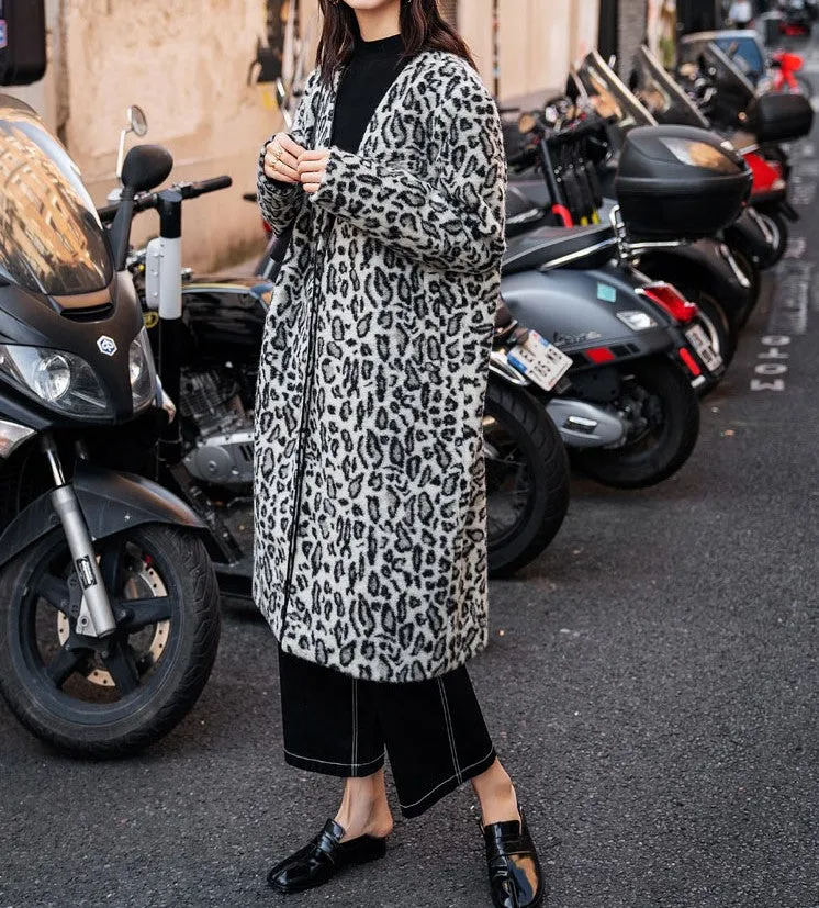 8GIRLS DESIGN WOOL MIX OVERCOAT IN LEOPARD