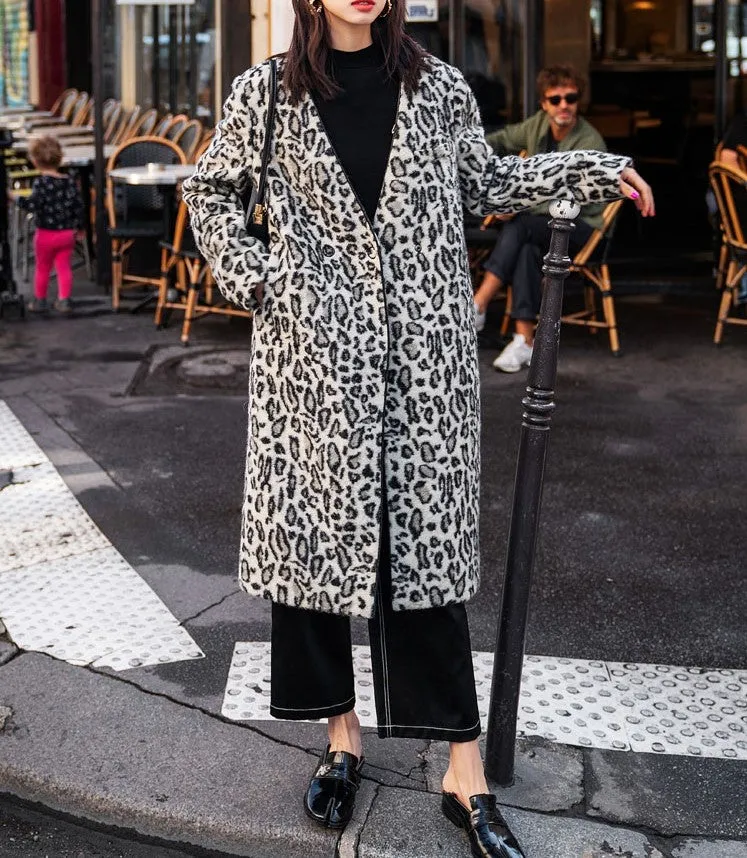8GIRLS DESIGN WOOL MIX OVERCOAT IN LEOPARD