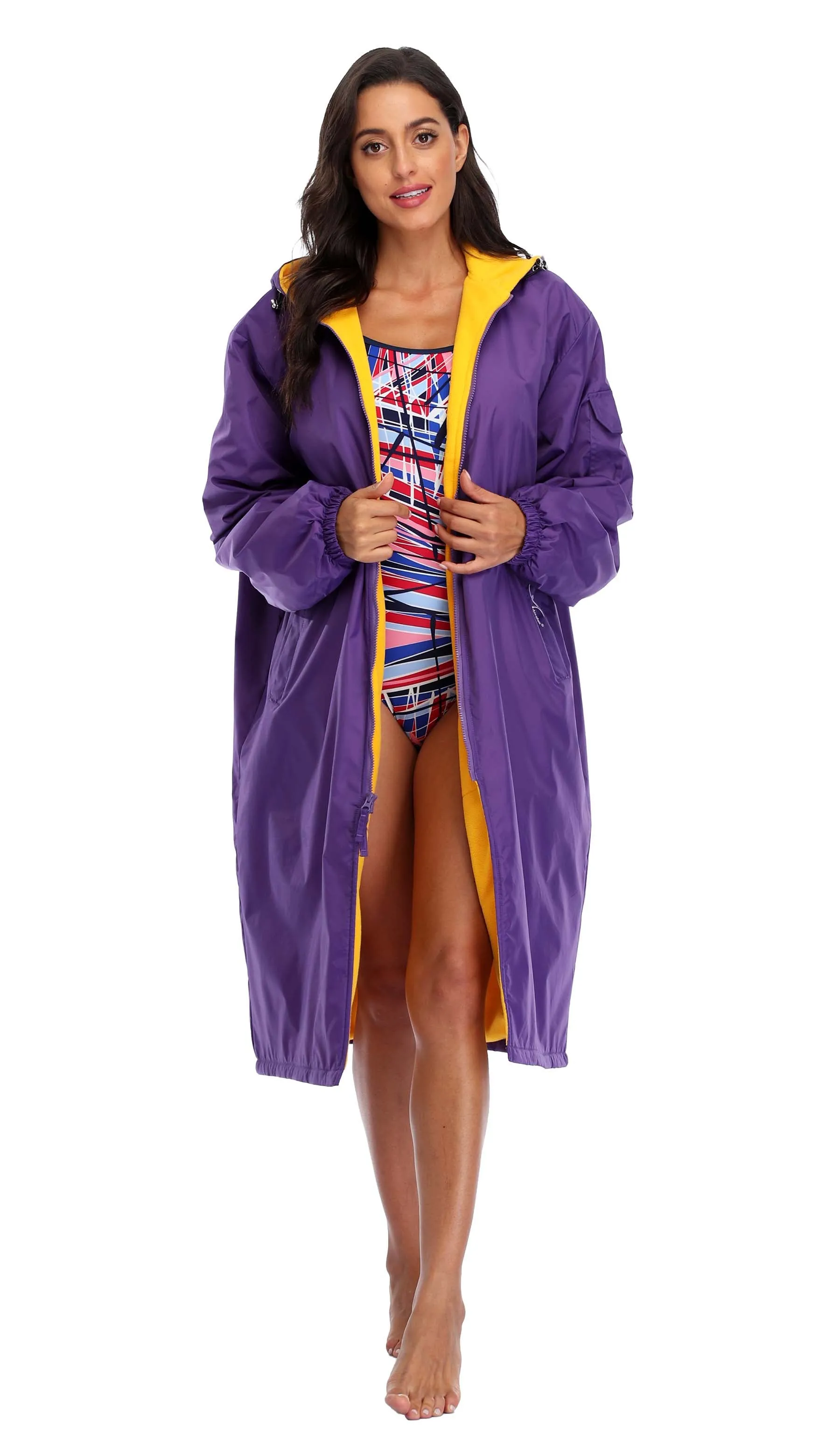 Adoretex Unisex Water Resistant Swim Parka for Adults and Kids Yellow Lining (PK005)