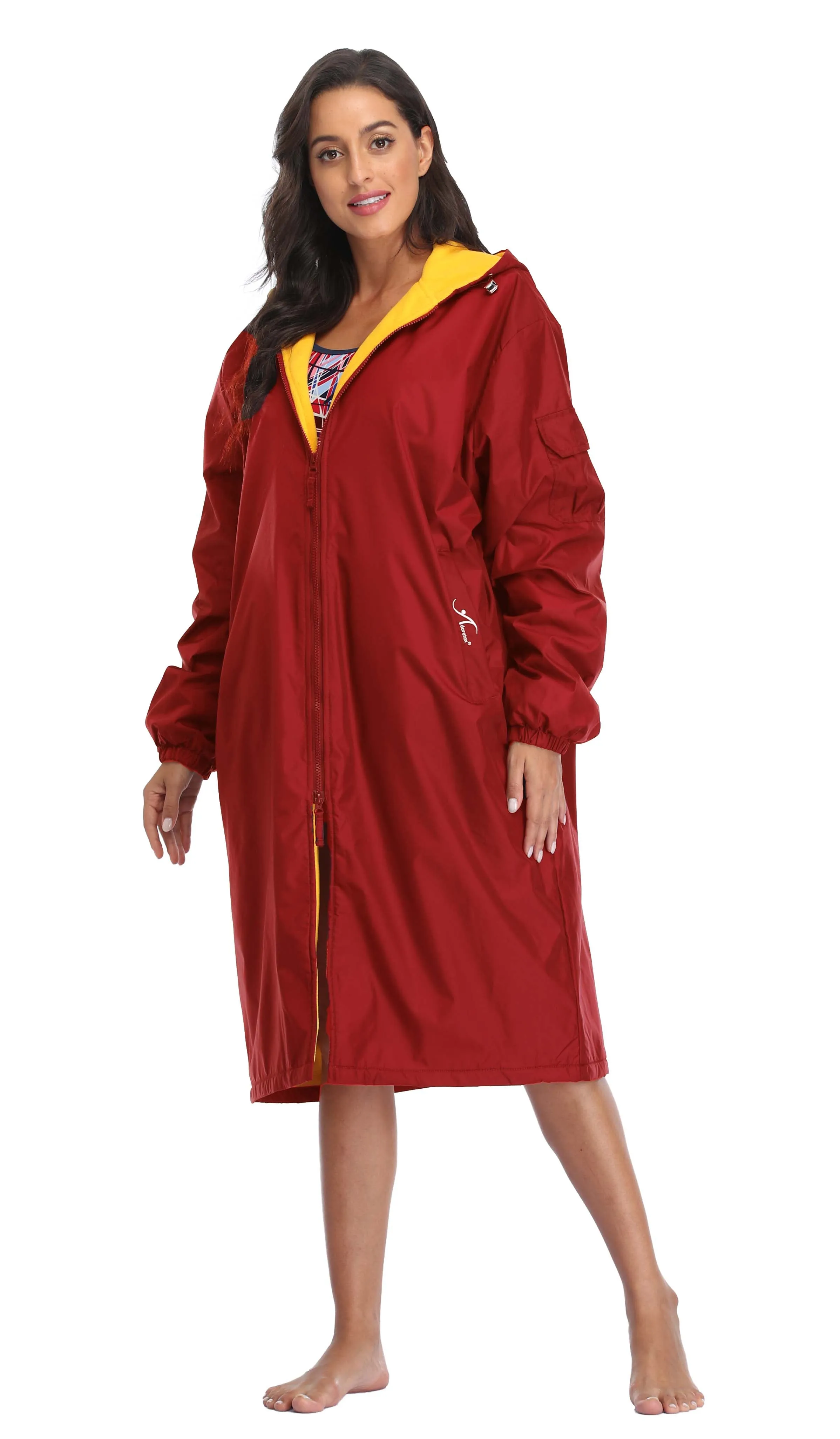 Adoretex Unisex Water Resistant Swim Parka for Adults and Kids Yellow Lining (PK005)
