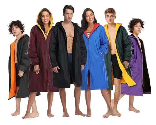 Adoretex Unisex Water Resistant Swim Parka for Adults and Kids Yellow Lining (PK005)