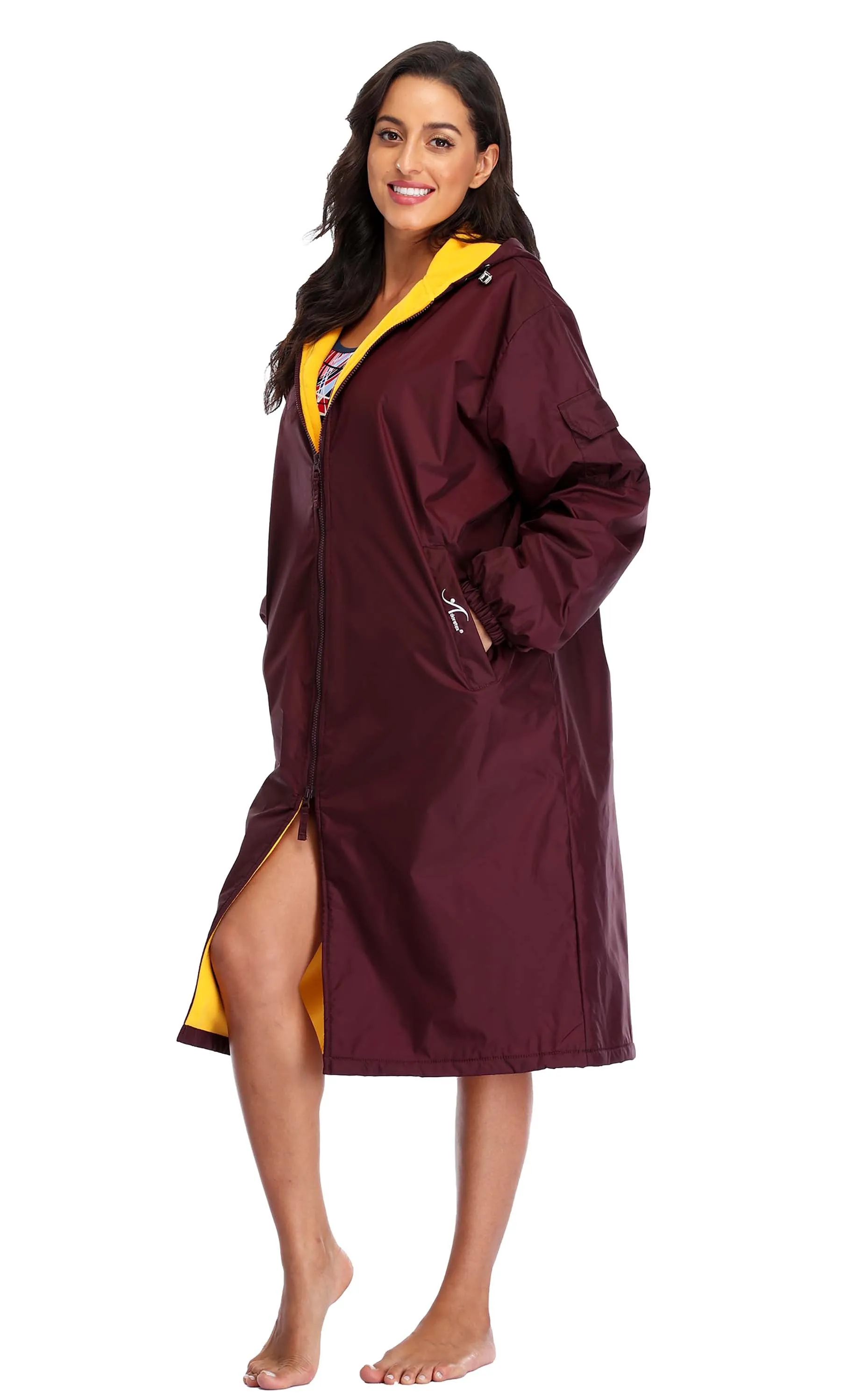 Adoretex Unisex Water Resistant Swim Parka for Adults and Kids Yellow Lining (PK005)
