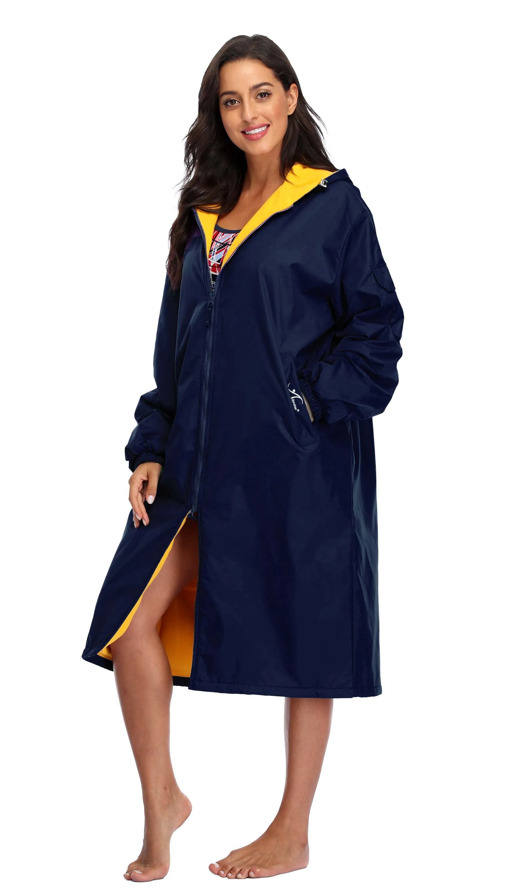 Adoretex Unisex Water Resistant Swim Parka for Adults and Kids Yellow Lining (PK005)