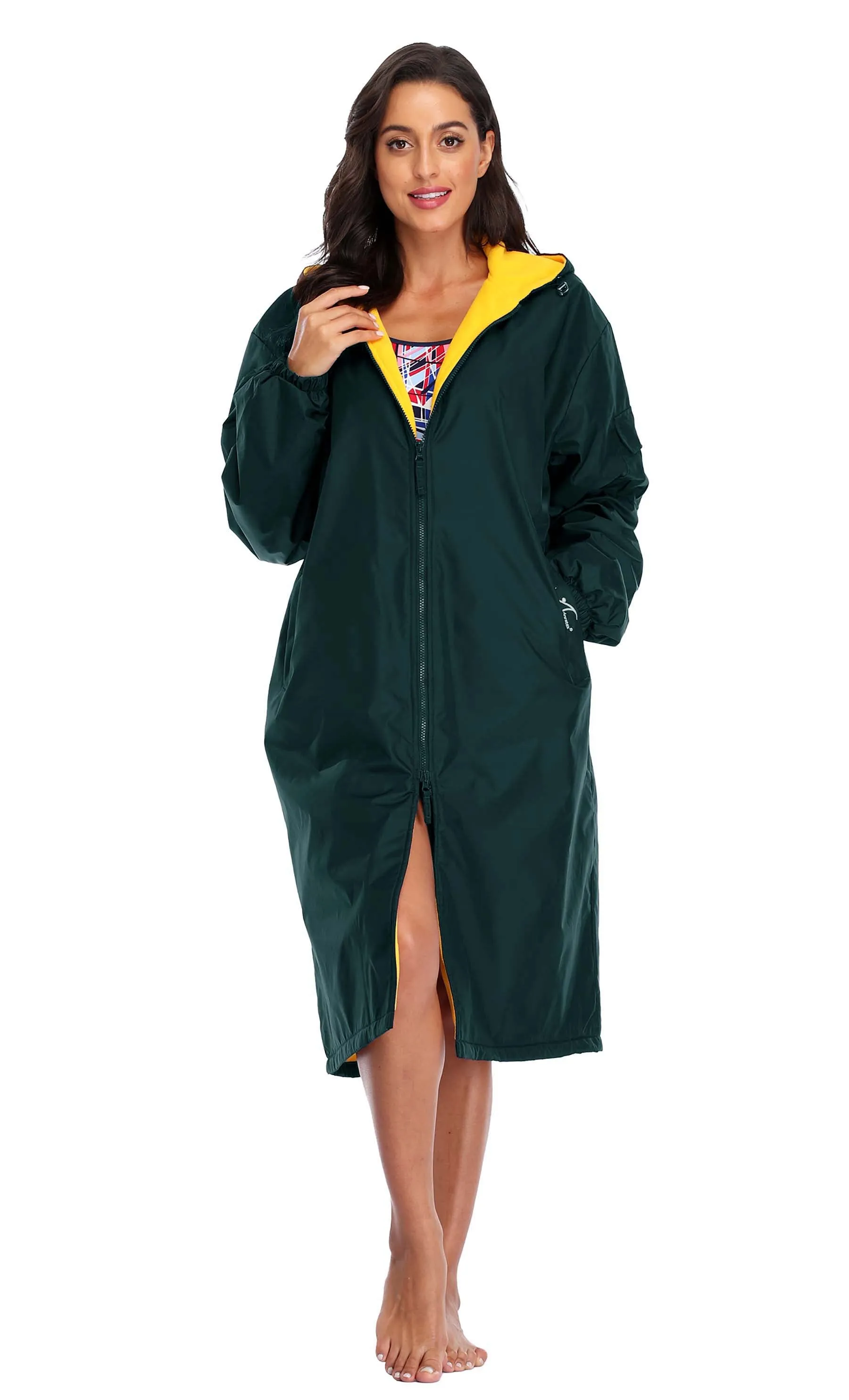 Adoretex Unisex Water Resistant Swim Parka for Adults and Kids Yellow Lining (PK005)