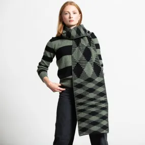 ARGYLE BLANKET SCARF KHAKI BLACK