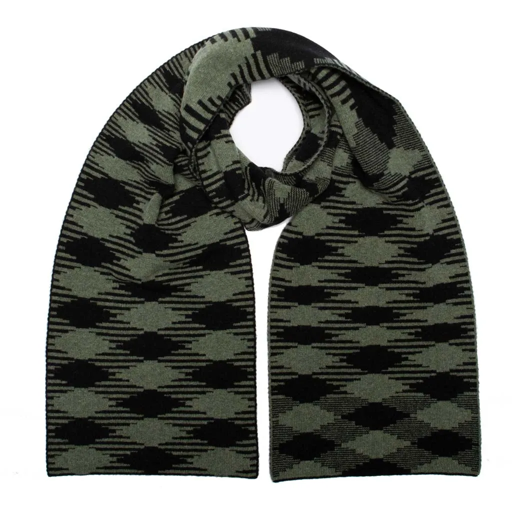 ARGYLE BLANKET SCARF KHAKI BLACK
