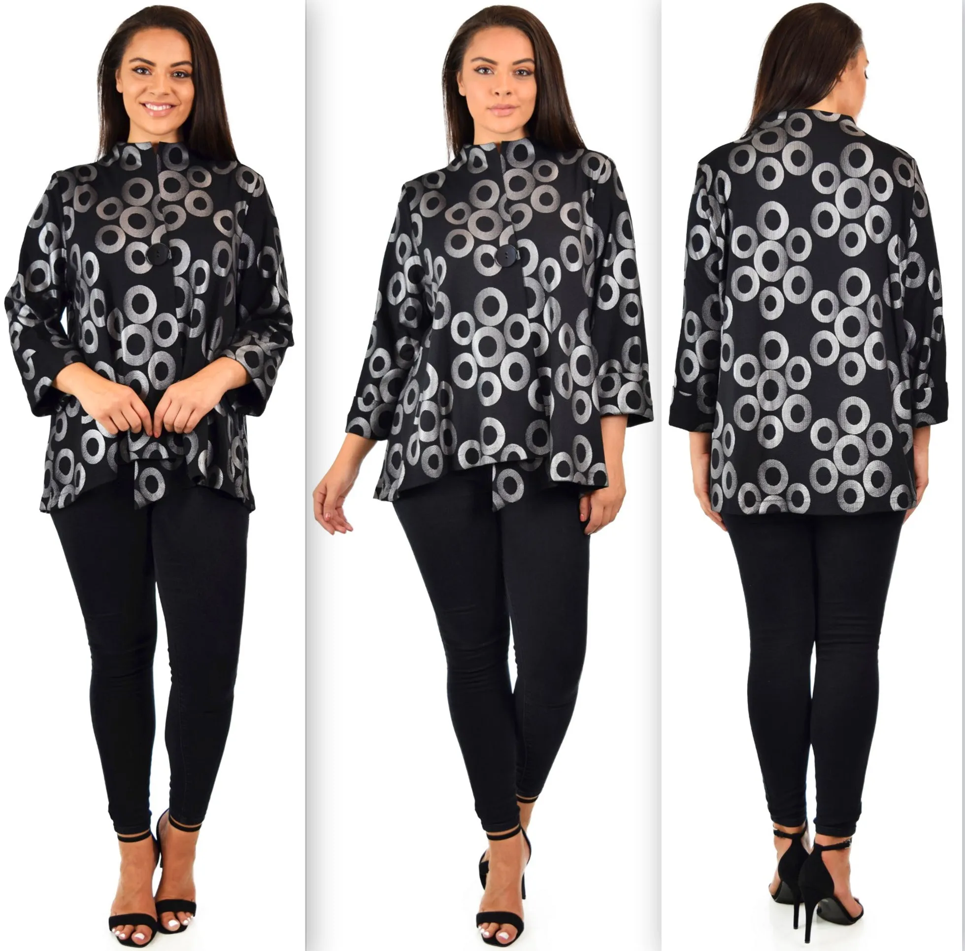 Aristocratic Jacket, Crop Jacket, Plus size Jacket, Hi Low Short Asymmetrical Jacket. XL,1XL,2XL to 3XL