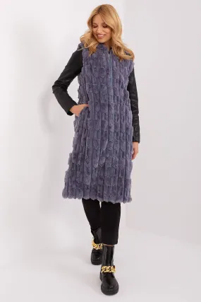 AT European Textured Plush Calf-length Hooded Vest/Gilet