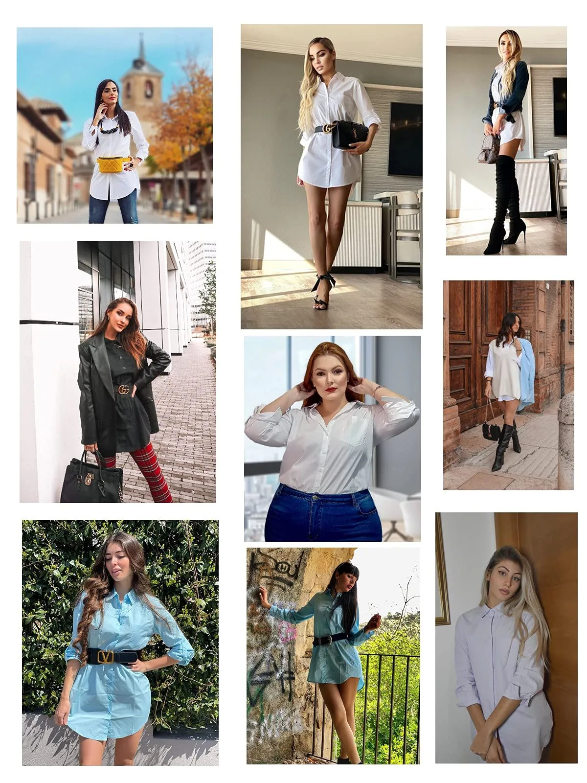 Auxo Women Casual Loose Button V Neck Long Sleeve Shirt Irregular Oversized Long Tops Blouse XL Solid White