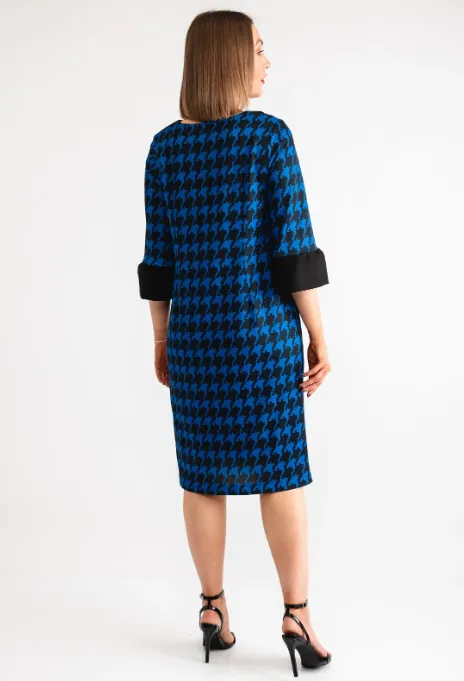 AVALON<BR>
Nina Houndstooth Pencil Dress<BR>
Royal, Black/White<BR>