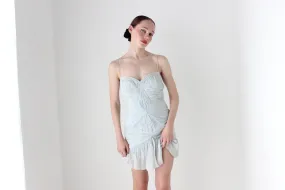 BALLETCORE Y2K PURE SILK Textured Spaghetti Strap Bustier Cocktail Dress