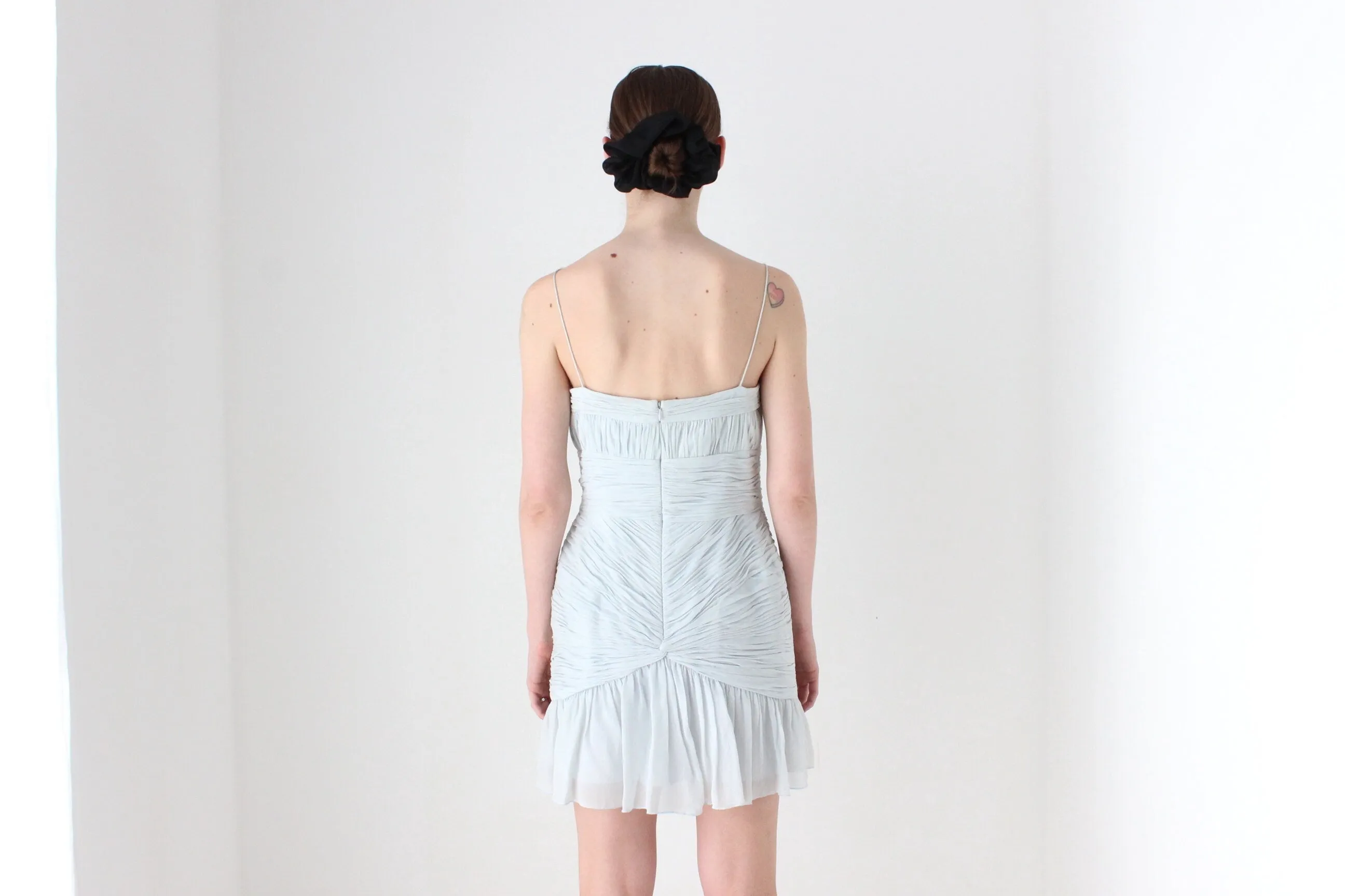 BALLETCORE Y2K PURE SILK Textured Spaghetti Strap Bustier Cocktail Dress