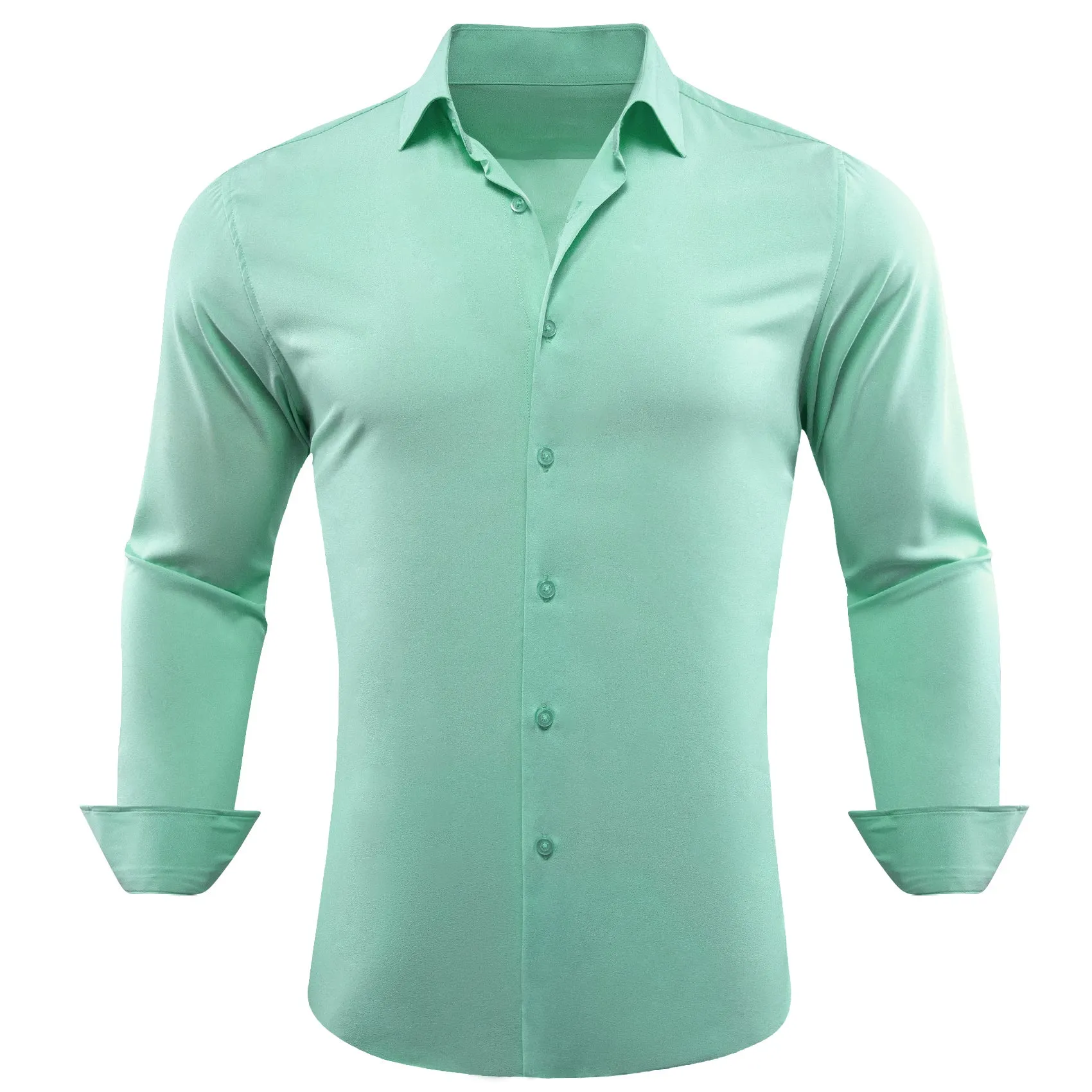 Barry.wang Aqua Solid Silk Shirt
