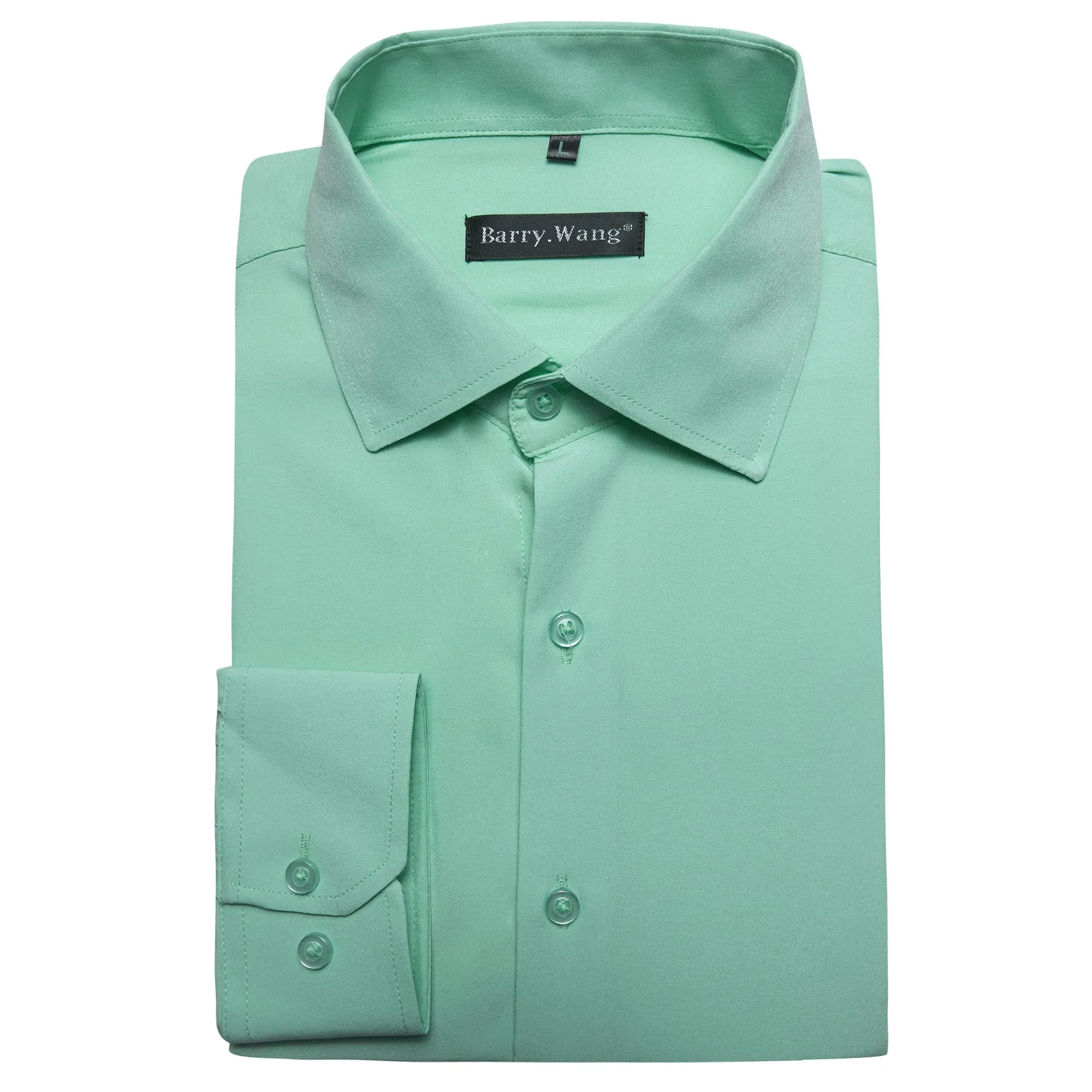 Barry.wang Aqua Solid Silk Shirt