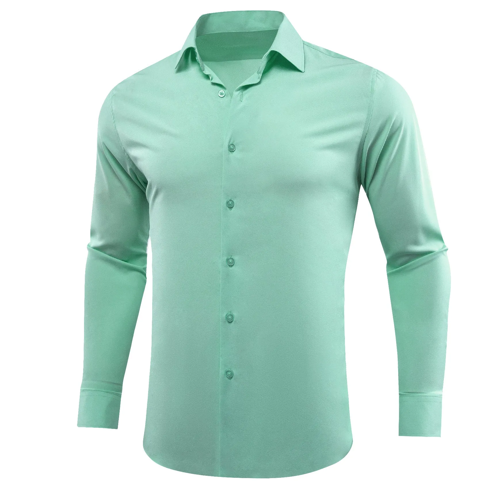 Barry.wang Aqua Solid Silk Shirt