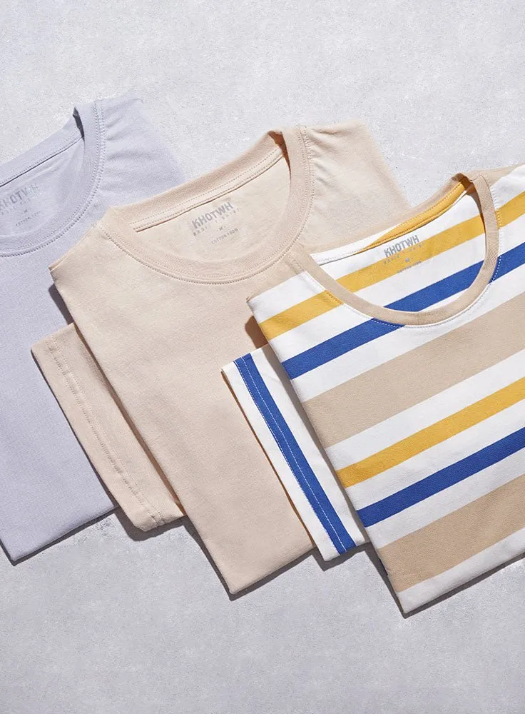 Beige Regular Round T-shirt
