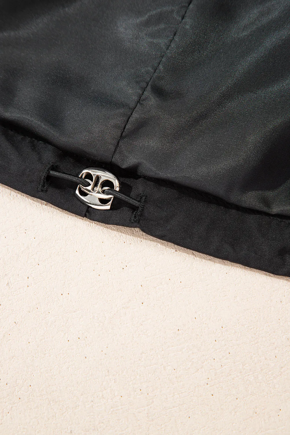 Black Flap Pockets Zip Up High Neck Gilet