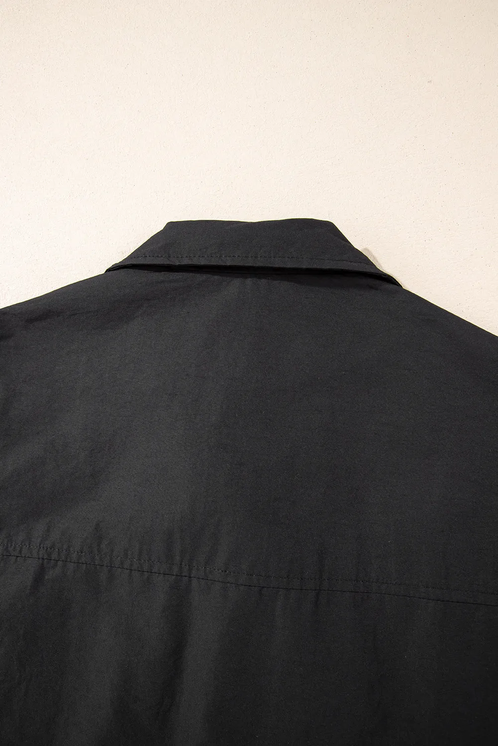 Black Flap Pockets Zip Up High Neck Gilet