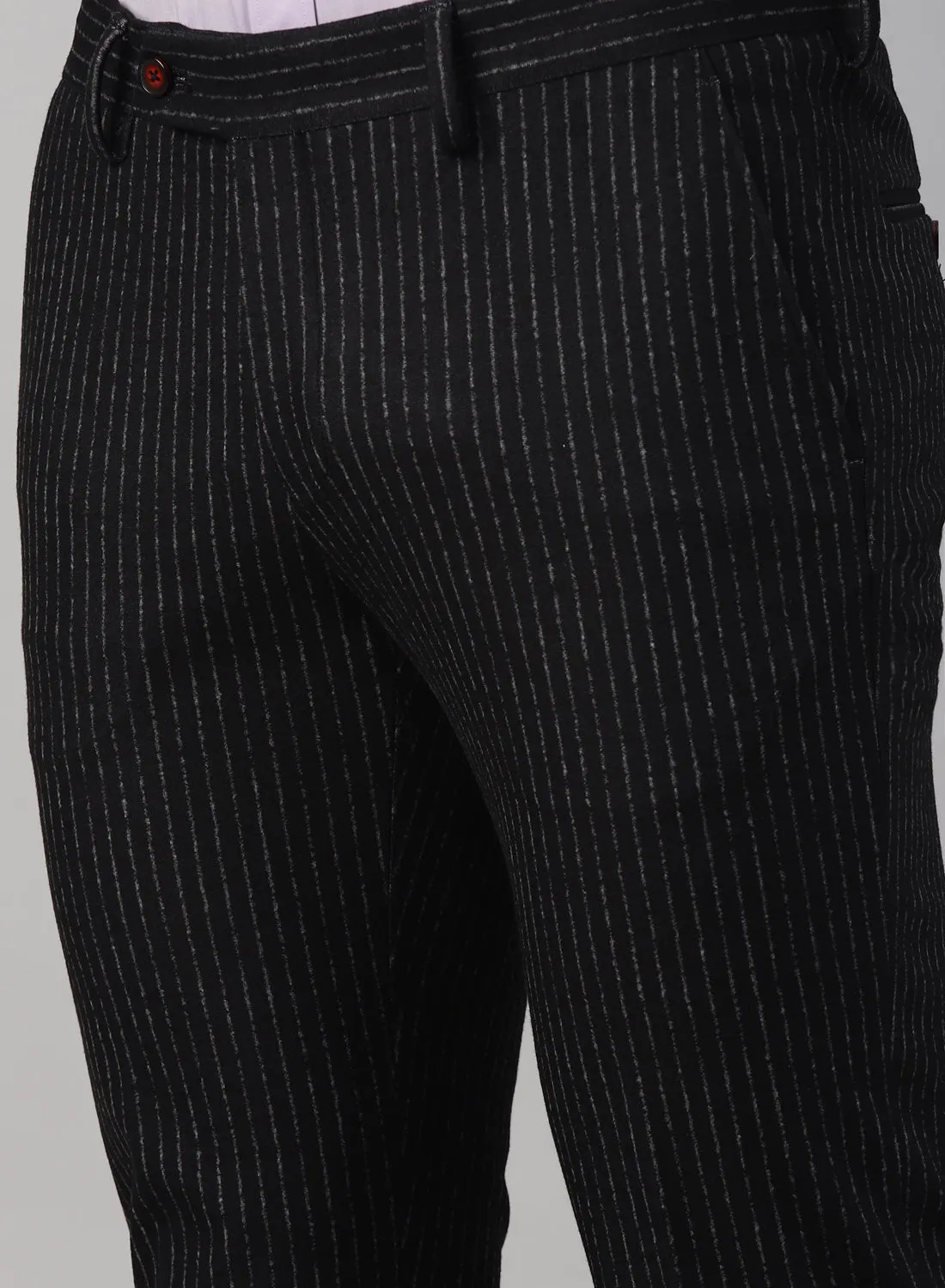 Black Knit Stripe 3pcs Suit