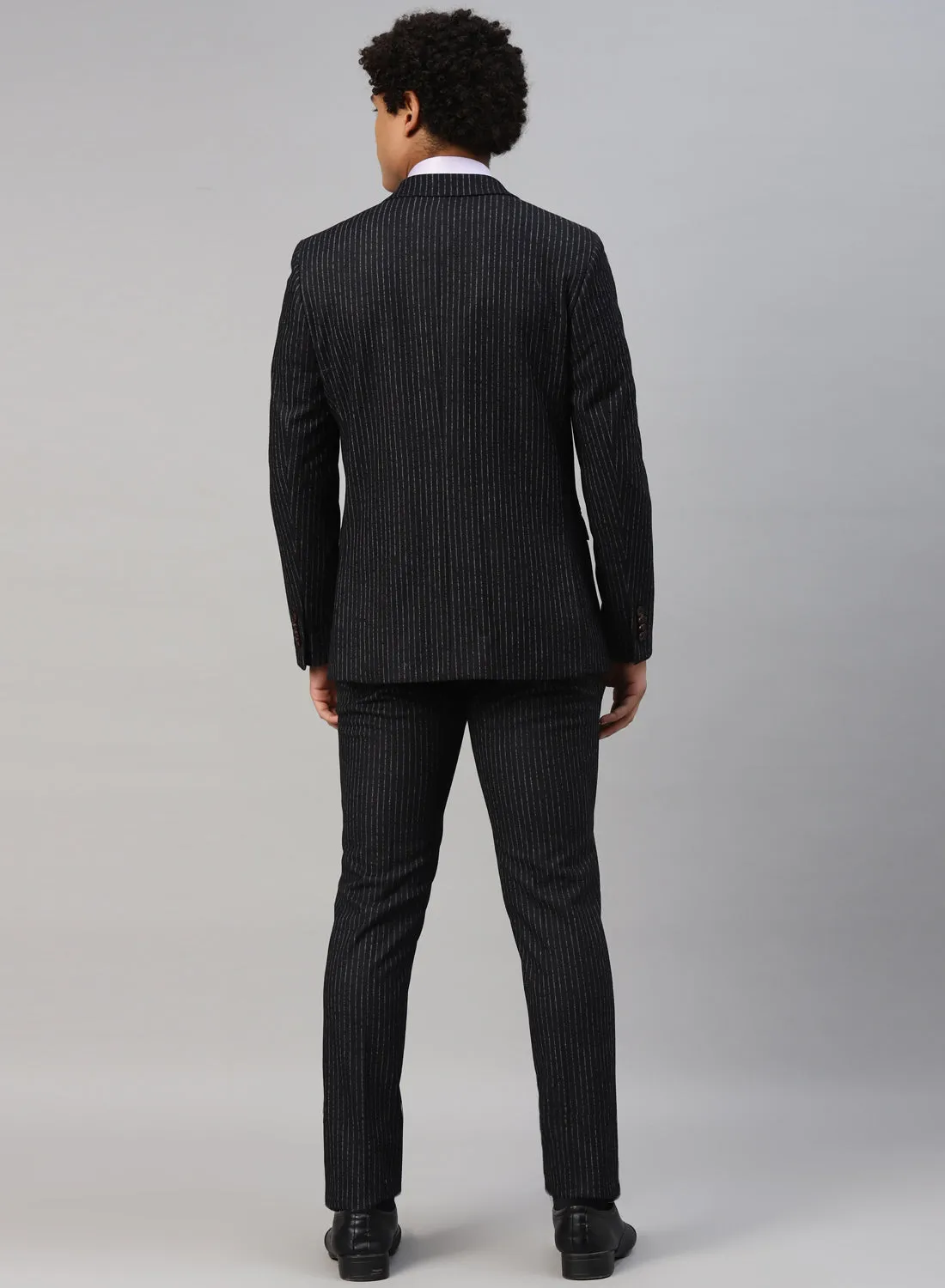 Black Knit Stripe 3pcs Suit
