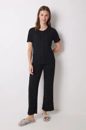 Black ribbed set
