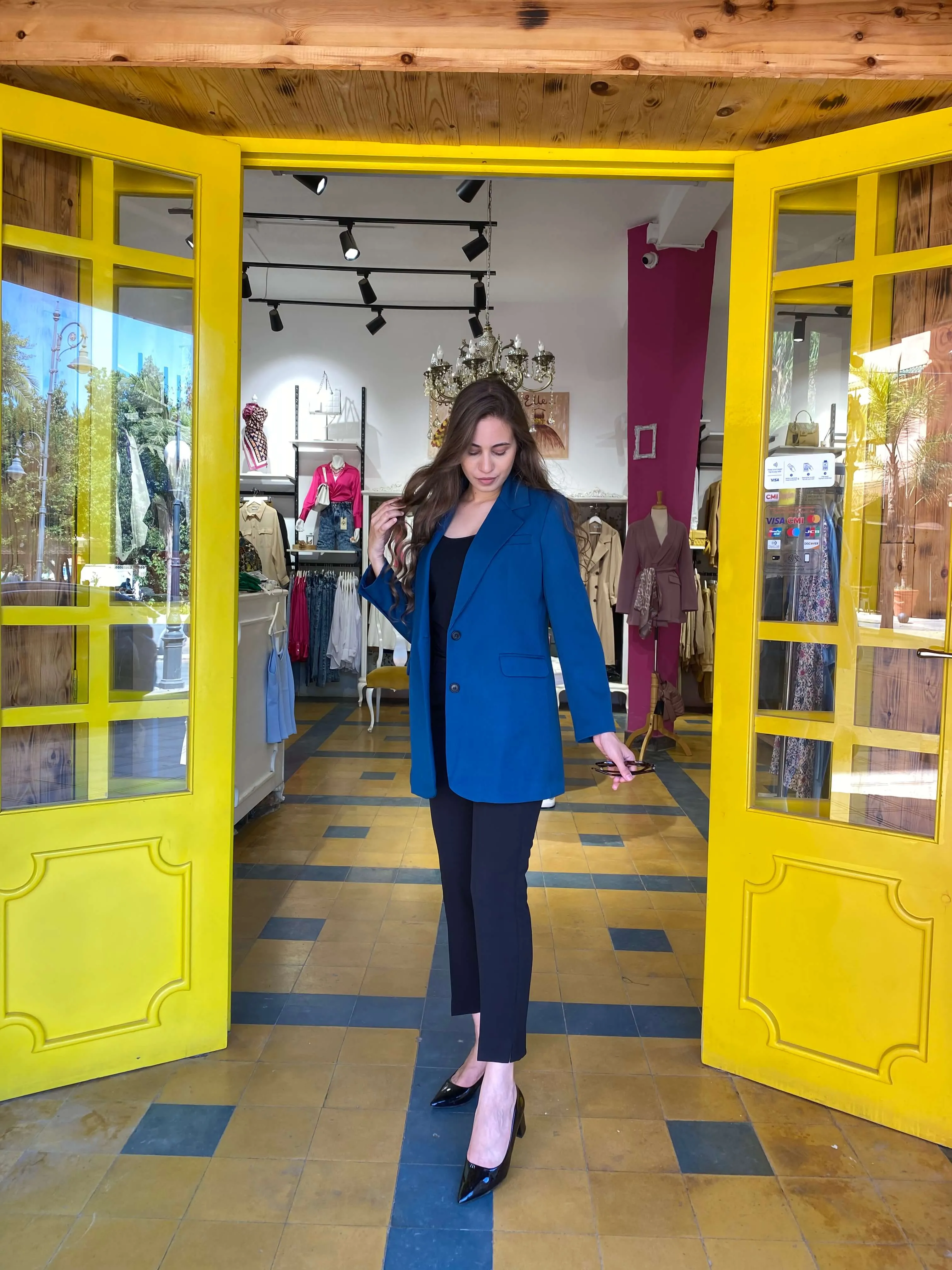 Blazer en bleu petrole