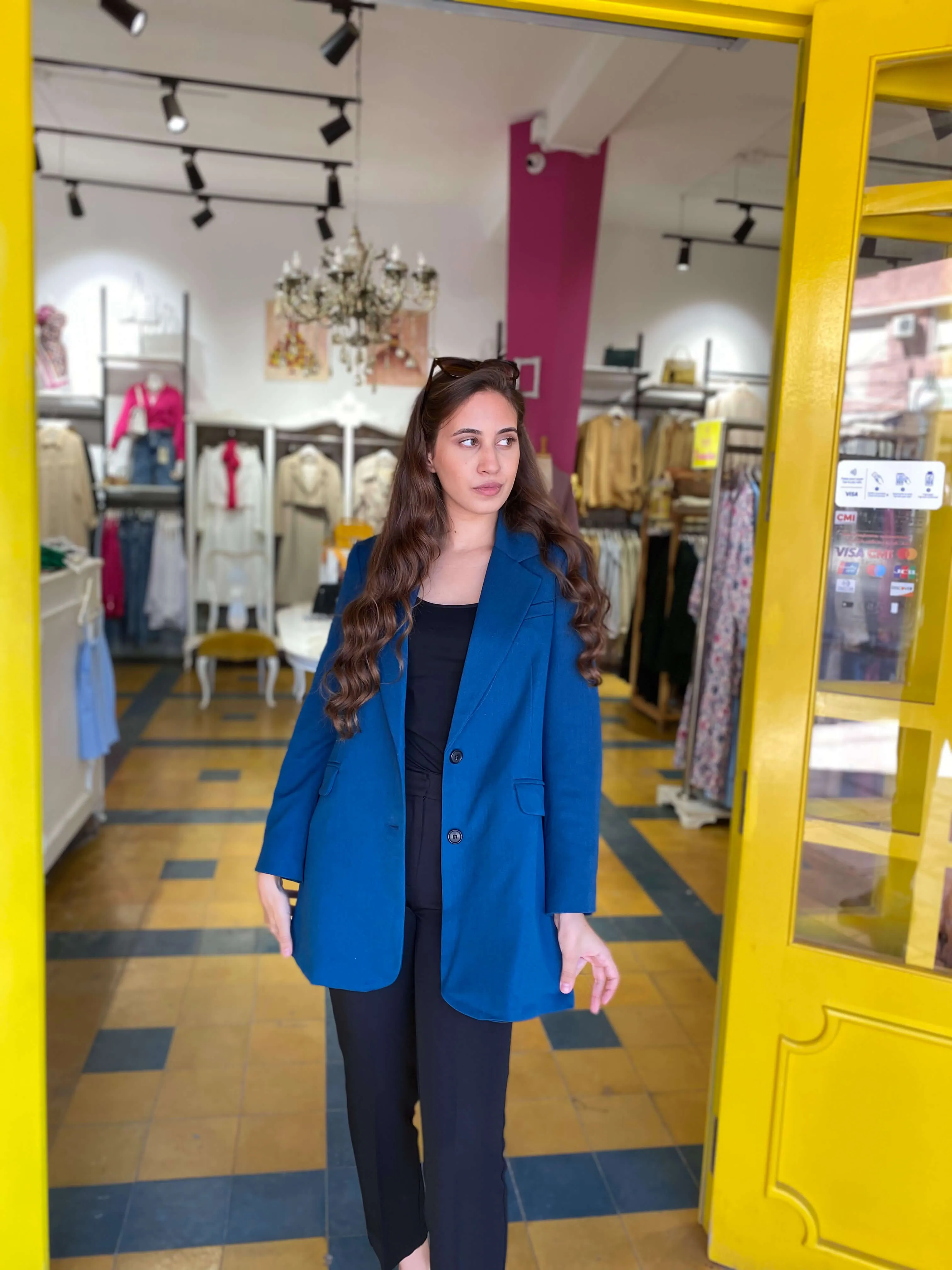 Blazer en bleu petrole