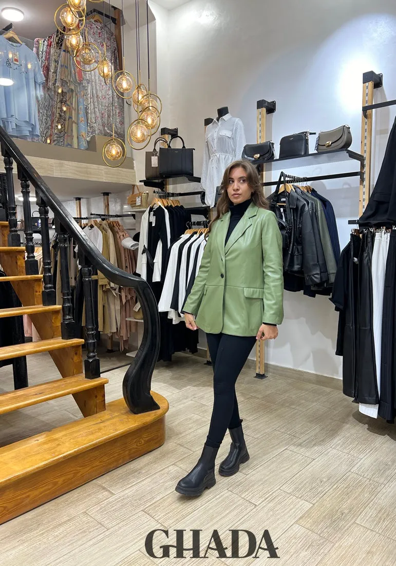 Blazer en simili-cuir vert