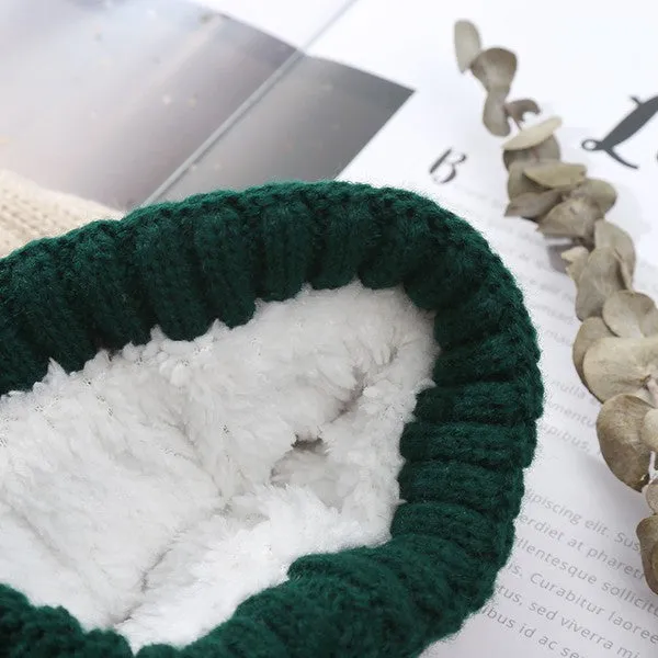 Cable Knit Striped Beanie