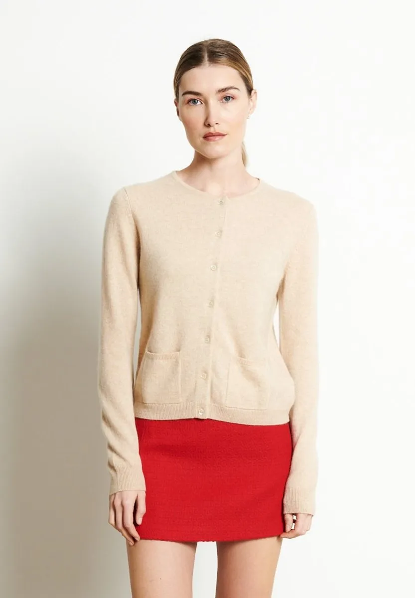 Cardigan col rond cachemire beige femme - LILLY 4