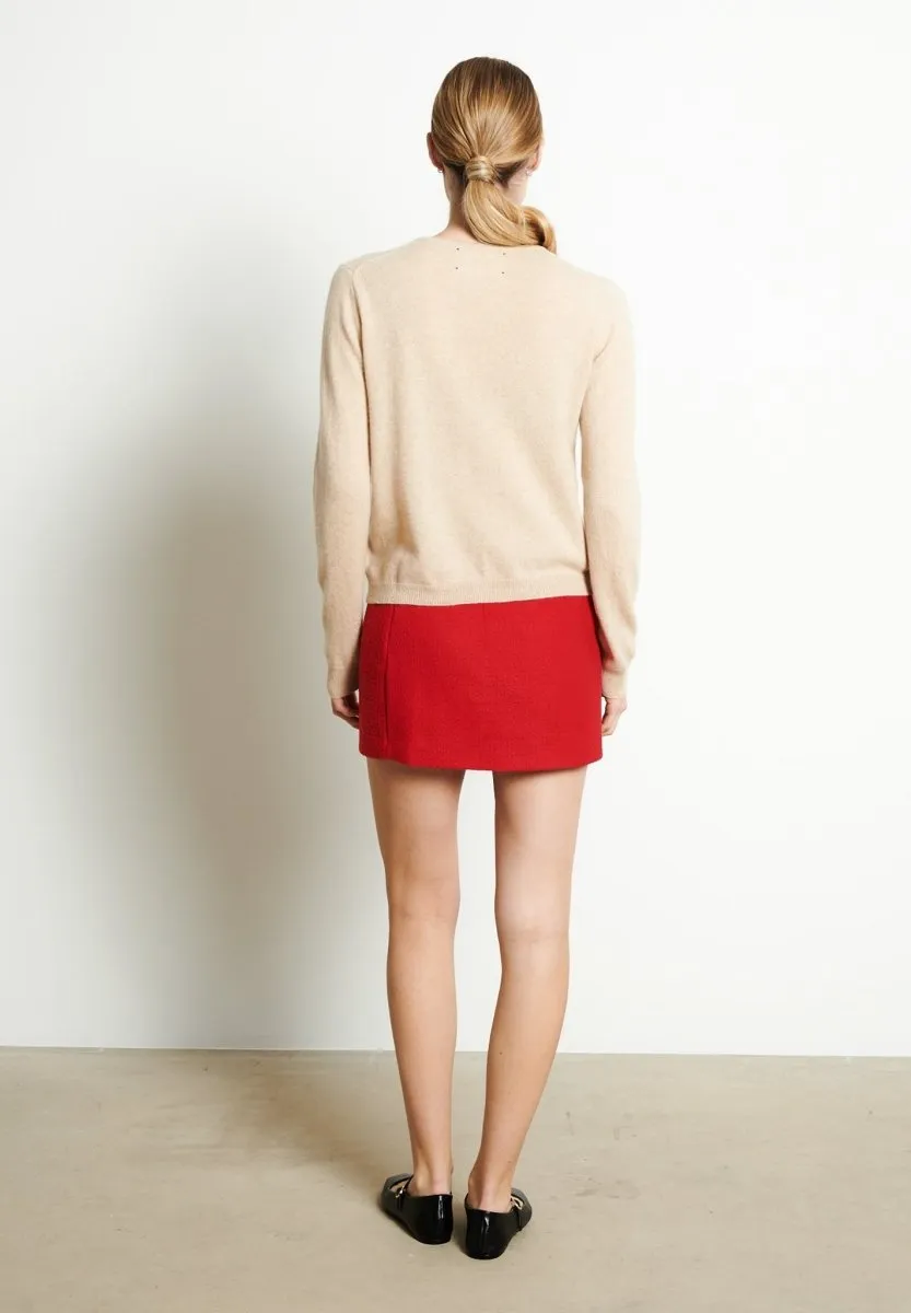 Cardigan col rond cachemire beige femme - LILLY 4