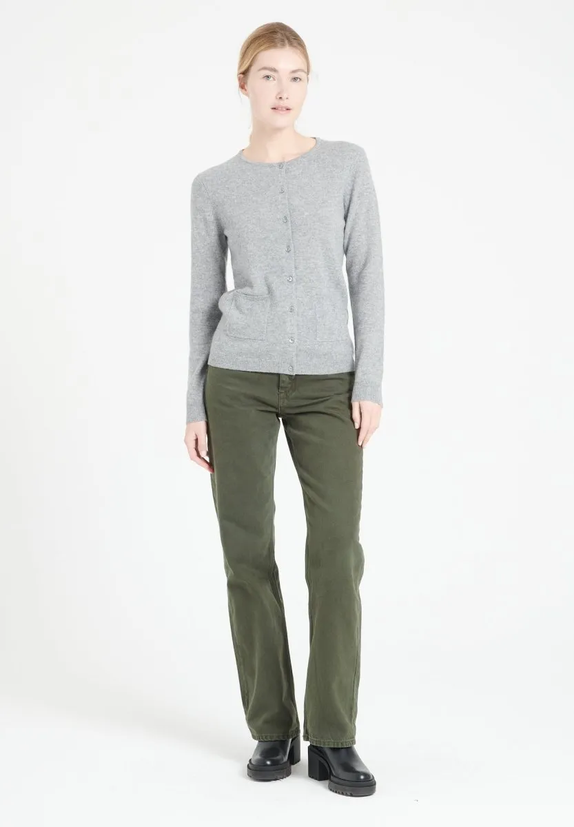 Cardigan col rond cachemire gris clair femme - LILLY 4
