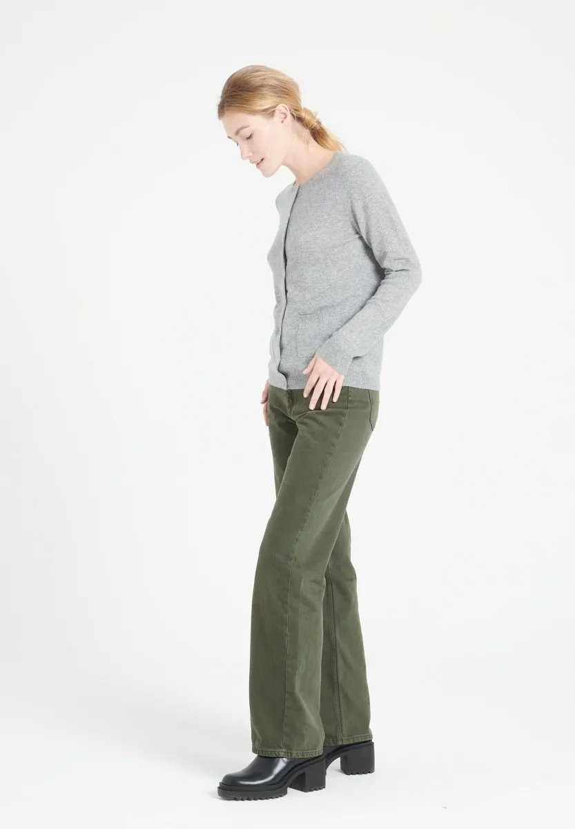 Cardigan col rond cachemire gris clair femme - LILLY 4