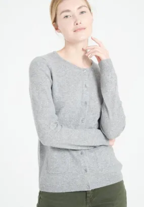 Cardigan col rond cachemire gris clair femme - LILLY 4