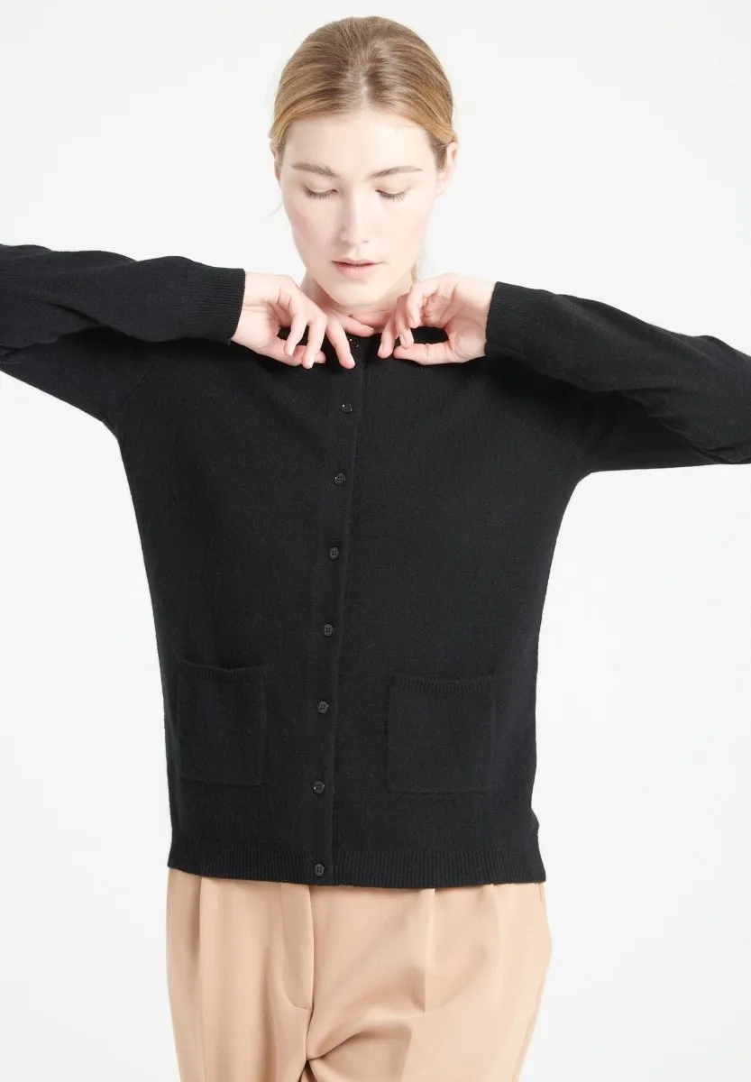 Cardigan col rond cachemire noir femme - LILLY 4