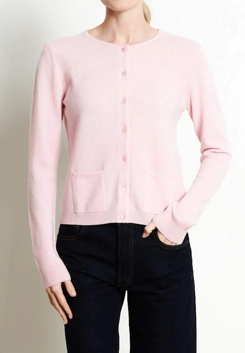 Cardigan col rond cachemire rose baby femme - LILLY 4