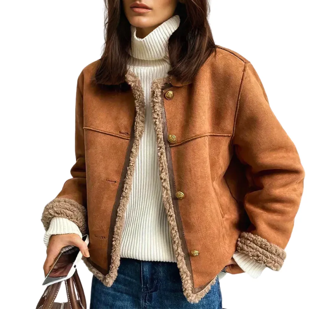Charlene Shearling Jacket with Buttons
