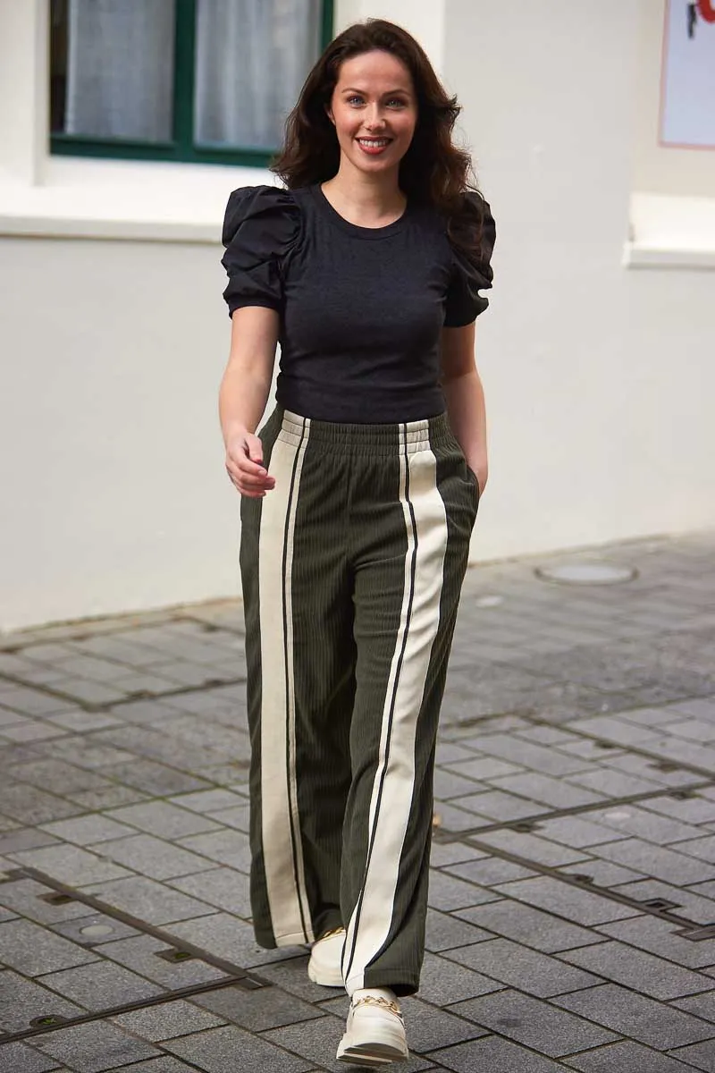 Charlo Nikisha Cord Pant Khaki CH328