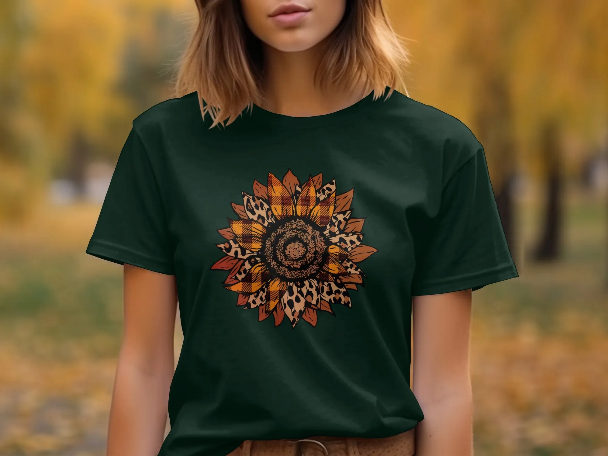 Cheetah & Buffalo Plaid Sunflower Shirt,Tank, Sweatshirt or Matching Family Tees. Perfect for Fall or Thanksgiving Gift
