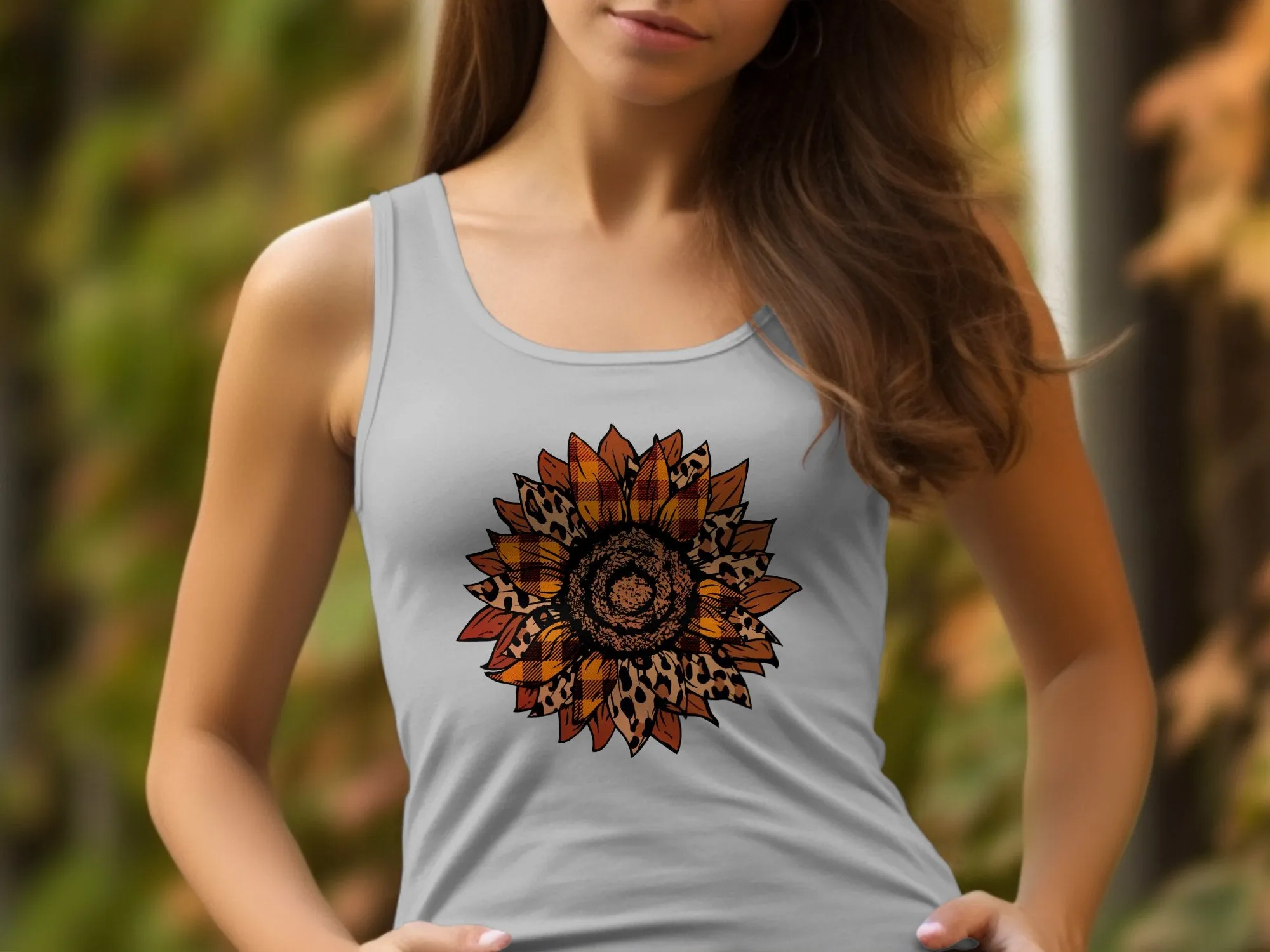 Cheetah & Buffalo Plaid Sunflower Shirt,Tank, Sweatshirt or Matching Family Tees. Perfect for Fall or Thanksgiving Gift