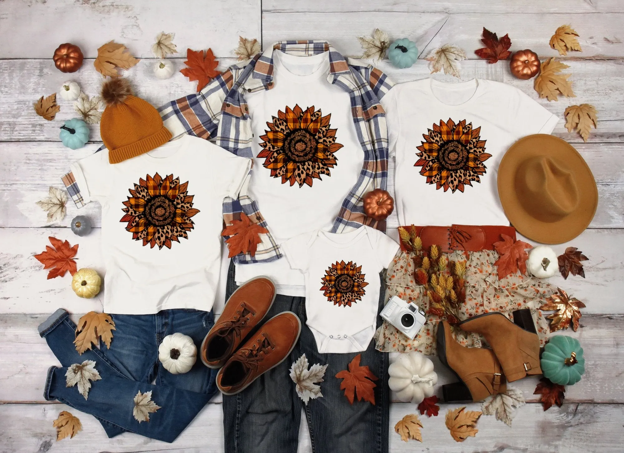 Cheetah & Buffalo Plaid Sunflower Shirt,Tank, Sweatshirt or Matching Family Tees. Perfect for Fall or Thanksgiving Gift