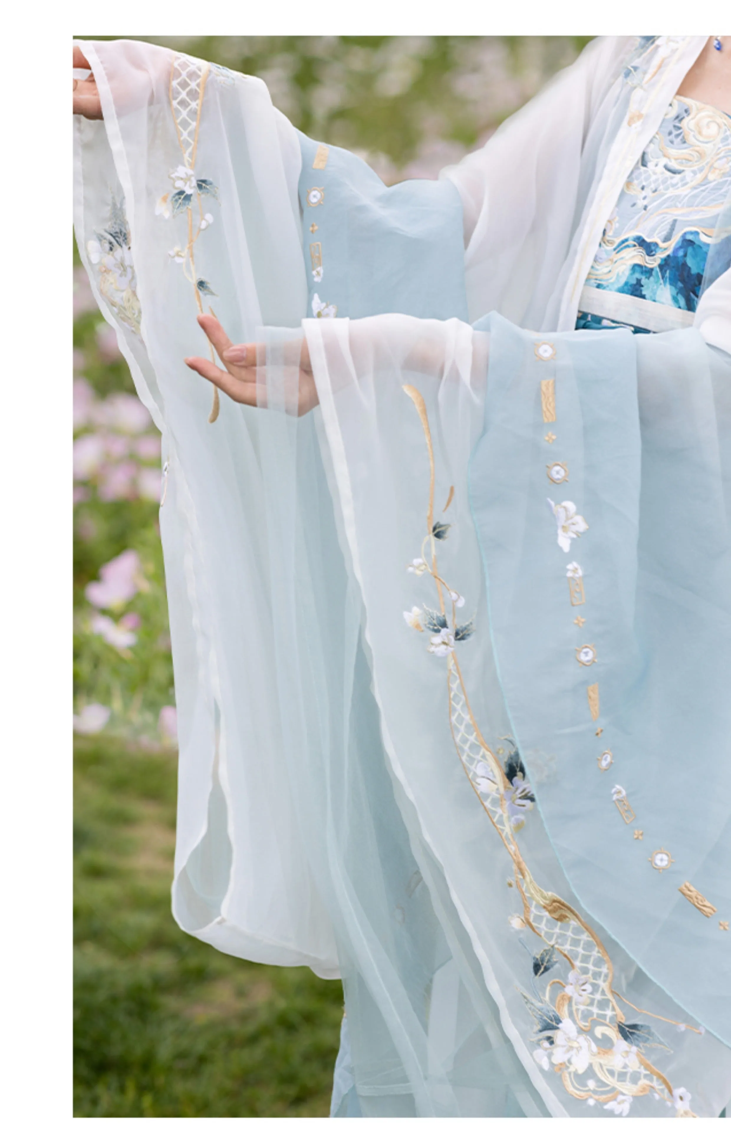 Chixia~Han Lolita Elegant Dusty Blue Tube Top Dress