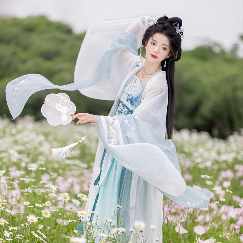 Chixia~Han Lolita Elegant Dusty Blue Tube Top Dress