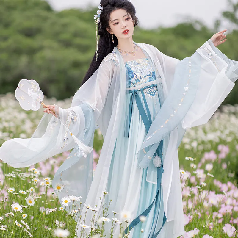 Chixia~Han Lolita Elegant Dusty Blue Tube Top Dress