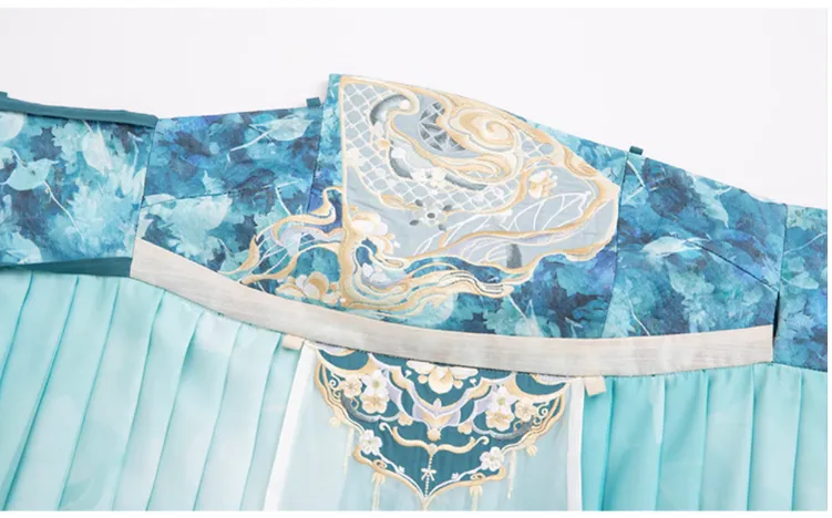 Chixia~Han Lolita Elegant Dusty Blue Tube Top Dress