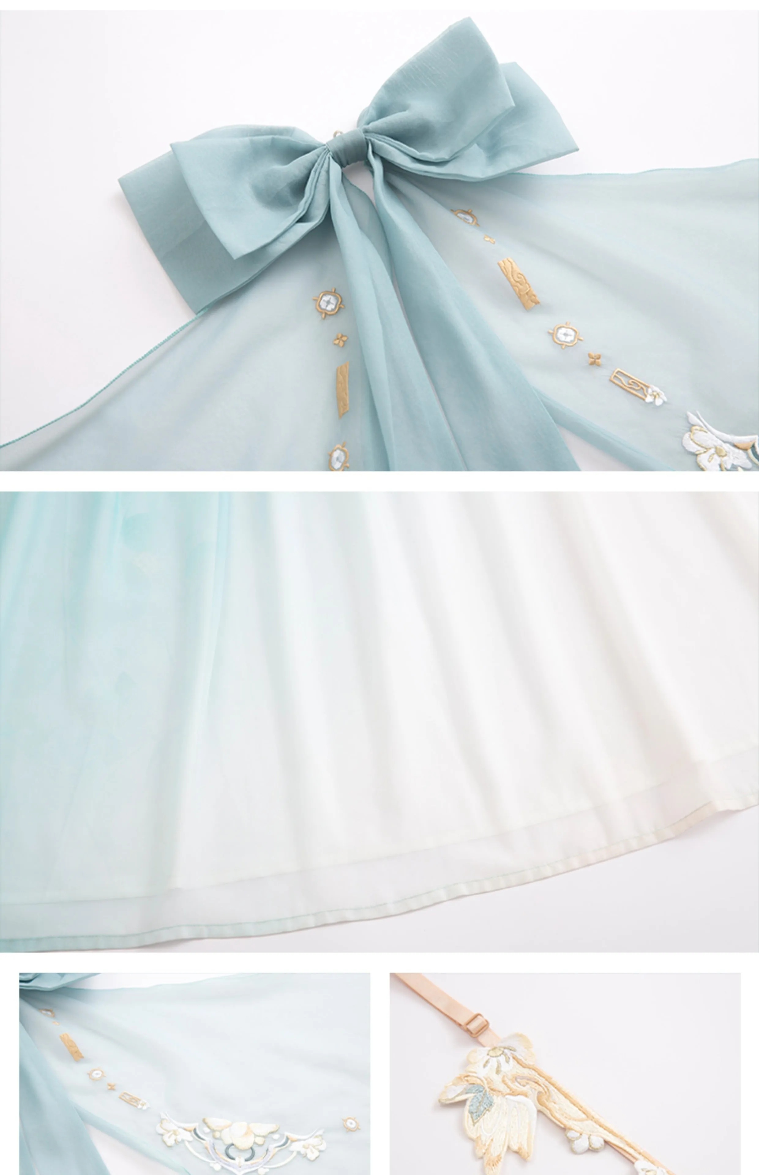 Chixia~Han Lolita Elegant Dusty Blue Tube Top Dress